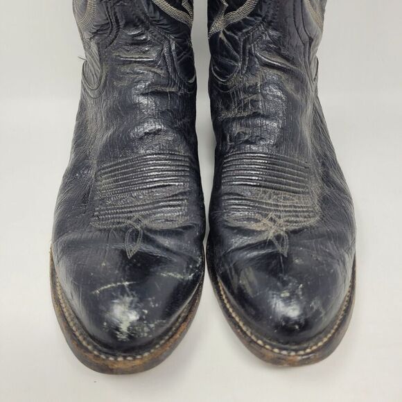 Tony Lama Boots Mens 8.5D Black Leather Western Cowboy Rodeo 8410 - Picture 6 of 11